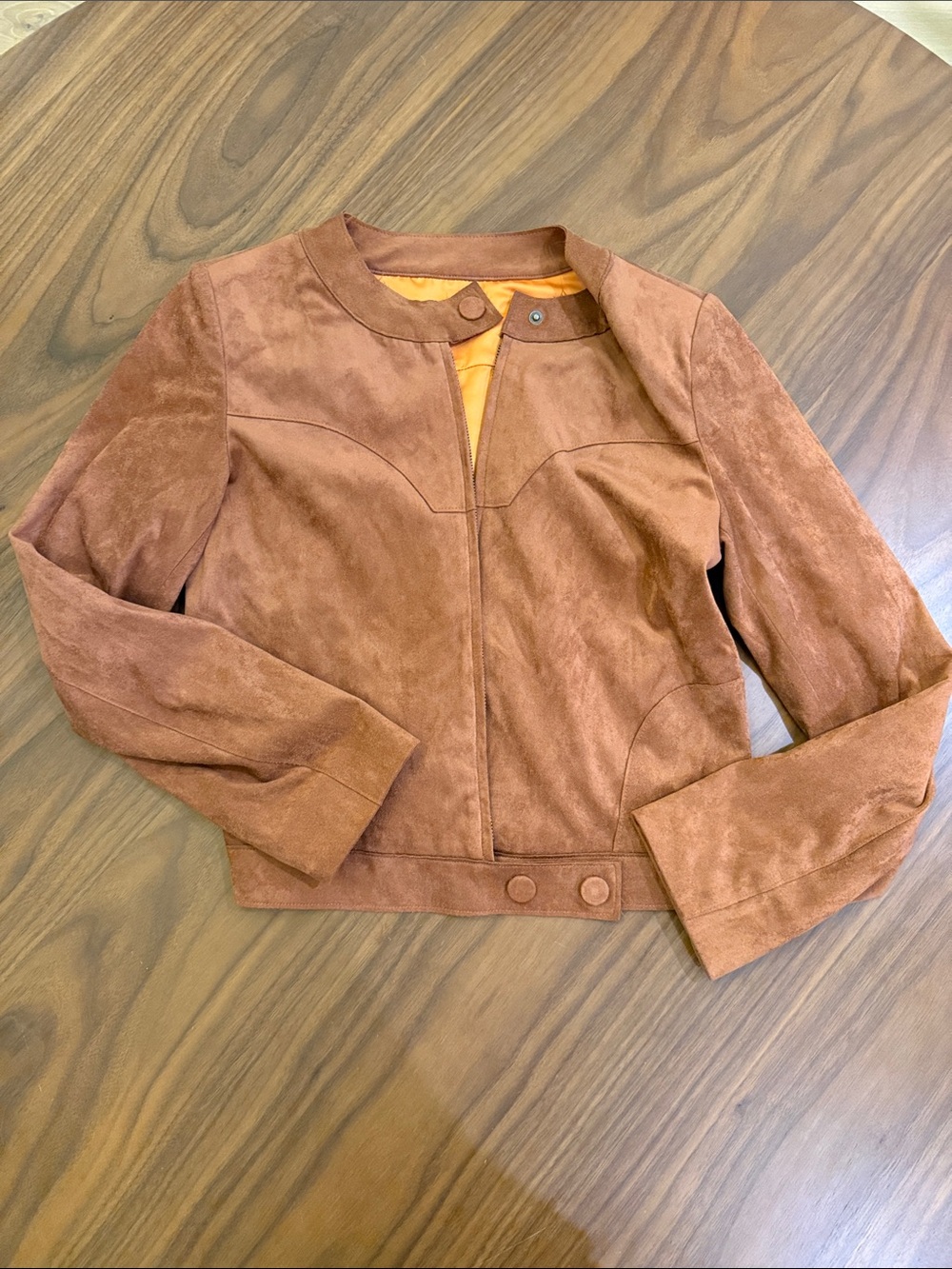 Women's Suede Crop Jacket - Rust